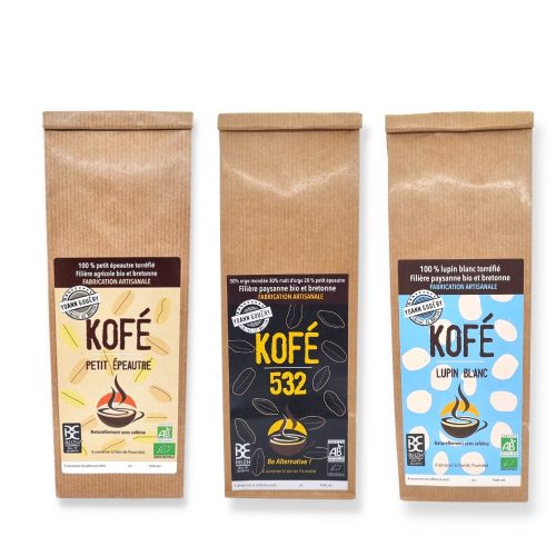 Pack 3 kofé : kofé petit épeautre, kofé 532 et Kofé lupin blanc