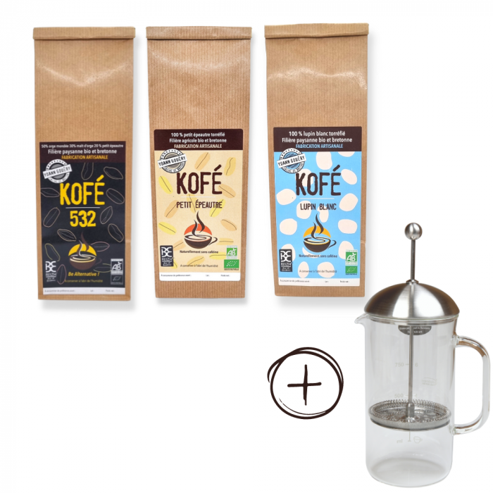 pack 3 kofé et cafetière piston